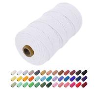Uiopa Corde Macramé 2mm x 200m, Fil Macramé Coton Corde Coton Naturelle, Ficelle Cordon Macramé Cordelette 2mm pour Tenture Murale, Porte Plante Mural, Rideau, Décoration Bohème (Blanc)