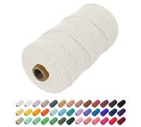 Uiopa Corde Macramé 2mm x 200m, Fil Macramé Coton Corde Coton Naturelle, Ficelle Cordon Macramé Cordelette 2mm pour Tenture Murale, Porte Plante Mural, Rideau, Décoration Bohème (Naturel)