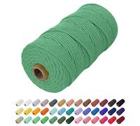 Uiopa Corde Macramé 2mm x 200m, Fil Macramé Coton Corde Coton Naturelle, Ficelle Cordon Macramé Cordelette 2mm pour Tenture Murale, Porte Plante Mural, Rideau, Décoration Bohème (Vert)