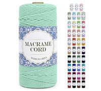 Uiopa Corde Macramé 3mm x 100m Ficelle Macramé Naturel Cordon Coton Fil Macramé 3mm Cordelette pour Suspension Murale Tressée de Plante Rideau Bricolage Décoration Intérieure Boho (Menthe Verte)