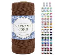Uiopa Corde Macramé 3mm x 100m Ficelle Macramé Naturel Cordon Coton Fil Macramé 3mm Cordelette pour Suspension Murale Tressée de Plante Rideau Bricolage Décoration Intérieure Boho (Caramel)