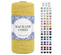 Uiopa Corde Macramé 3mm x 100m Ficelle Macramé Naturel Cordon Coton Fil Macramé 3mm Cordelette pour Suspension Murale Tressée de Plante Rideau Bricolage Décoration Intérieure Boho (Jaune Citron)