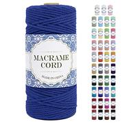 Uiopa Corde Macramé 3mm x 100m Ficelle Macramé Naturel Cordon Coton Fil Macramé 3mm Cordelette pour Suspension Murale Tressée de Plante Rideau Bricolage Décoration Intérieure Boho (Bleu Marine)