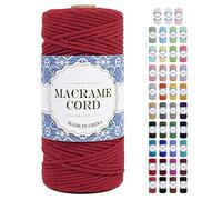 Uiopa Corde Macramé 3mm x 100m Ficelle Macramé Naturel Cordon Coton Fil Macramé 3mm Cordelette pour Suspension Murale Tressée de Plante Rideau Bricolage Décoration Intérieure Boho (Rouge)