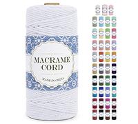 Uiopa Corde Macramé 3mm x 100m Ficelle Macramé Naturel Cordon Coton Fil Macramé 3mm Cordelette pour Suspension Murale Tressée de Plante Rideau Bricolage Décoration Intérieure Boho (Blanc)