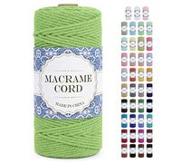 Uiopa Corde Macramé 3mm x 100m Ficelle Macramé Naturel Cordon Coton Fil Macramé 3mm Cordelette pour Suspension Murale Tressée de Plante Rideau Bricolage Décoration Intérieure Boho (Vert Herbe)