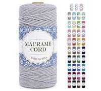Uiopa Corde Macramé 3mm x 100m Ficelle Macramé Naturel Cordon Coton Fil Macramé 3mm Cordelette pour Suspension Murale Tressée de Plante Rideau Bricolage Décoration Intérieure Boho (Gris Clair)