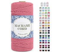 Uiopa Corde Macramé 3mm x 100m Ficelle Macramé Naturel Cordon Coton Fil Macramé 3mm Cordelette pour Suspension Murale Tressée de Plante Rideau Bricolage Décoration Intérieure Boho (Rose Pastèque)