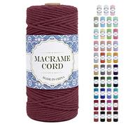 Uiopa Corde Macramé 3mm x 100m Ficelle Macramé Naturel Cordon Coton Fil Macramé 3mm Cordelette pour Suspension Murale Tressée de Plante Rideau Bricolage Décoration Intérieure Boho (Rouge Rouille)