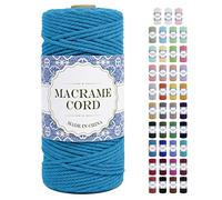 Uiopa Corde Macramé 3mm x 100m Ficelle Macramé Naturel Cordon Coton Fil Macramé 3mm Cordelette pour Suspension Murale Tressée de Plante Rideau Bricolage Décoration Intérieure Boho (Lac Bleu)