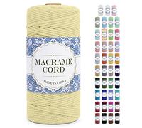 Uiopa Corde Macramé 3mm x 100m Ficelle Naturel Cordon Coton Fil Macramé 3mm Cordelette pour Suspension Murale Tressée de Plante Rideau Bricolage Décoration Intérieure Boho (Jaune Clair)