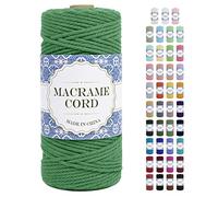 Uiopa Corde Macramé 3mm x 100m Ficelle Naturel Cordon Coton Fil Macramé 3mm Cordelette pour Suspension Murale Tressée de Plante Rideau Bricolage Décoration Intérieure Boho (Vert)