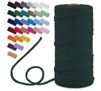 Uiopa Corde Macramé 3mm x 100m, Fil Macramé Simple Torsion Cordon Coton Naturelle, Ficelle Macramé pour Bricolage, Porte Plante Mural, Tapisserie, Decoration Boheme (Vert Foncé)
