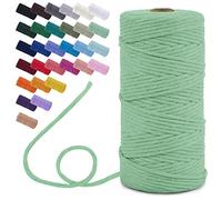 Uiopa Corde Macramé 3mm x 100m, Fil Macramé Simple Torsion Cordon Coton Naturelle, Ficelle Macramé pour Bricolage, Porte Plante Mural, Tapisserie, Decoration Boheme (Vert Aqua)