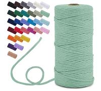 Uiopa Corde Macramé 3mm x 100m, Fil Macramé Simple Torsion Cordon Coton Naturelle, Ficelle Macramé pour Bricolage, Porte Plante Mural, Tapisserie, Decoration Boheme (Vert Menthe)