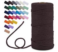 Uiopa Corde Macramé 3mm x 100m, Fil Macramé Simple Torsion Cordon Coton Naturelle, Ficelle Macramé pour Bricolage, Porte Plante Mural, Tapisserie, Decoration Boheme (Brun)