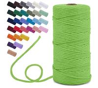 Uiopa Corde Macramé 3mm x 100m, Fil Macramé Simple Torsion Cordon Coton Naturelle, Ficelle Macramé pour Bricolage, Porte Plante Mural, Tapisserie, Decoration Boheme (Vert Gazon)