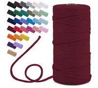 Uiopa Corde Macramé 3mm x 100m, Fil Macramé Simple Torsion Cordon Coton Naturelle, Ficelle Macramé pour Bricolage, Porte Plante Mural, Tapisserie, Decoration Boheme (Rouge Vin)