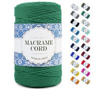 Uiopa Corde Macramé 3mm x 200m, Ficelle Corde Coton Naturelle Fil Macramé, 4 Brins Cordon Coton Cordelette pour Tressée DIY, Tenture Mural, Tapisserie, Suspension Plante, Déco Bohême (Vert)