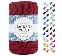 Uiopa Corde Macramé 3mm x 200m, Ficelle Corde Coton Naturelle Fil Macramé, 4 Brins Cordon Coton Cordelette pour Tressée DIY, Tenture Mural, Tapisserie, Suspension Plante, Déco Bohême (Vin Rouge)