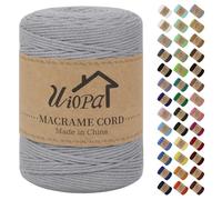 Uiopa Corde Macramé 3mm x 300m Fil Macrame Coton Naturel Ficelle Cordelette Couture Bricolage Cordon pour Macrame Mural, Porte Plante Mural, Decoration Mariage, Rideau, Emballage Cadeau (Gris Clair)