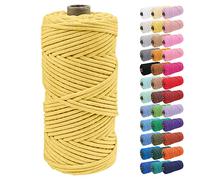 Uiopa Corde Macramé 4mm x 100m Ficelle Corde Coton Tressé Fil Macramé Naturel pour Crochet, Tentures Murales, Cintres de Plantes, Artisanat DIY Décoration
