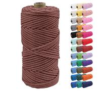 Uiopa Corde Macramé 4mm x 100m Ficelle Corde Coton Tressé Fil Macramé Naturel pour Crochet, Tentures Murales, Cintres de Plantes, Artisanat DIY Décoration