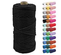 Uiopa Corde Macramé 4mm x 100m Ficelle Corde Coton Tressé Fil Macramé Naturel pour Crochet, Tentures Murales, Cintres de Plantes, Artisanat DIY Décoration