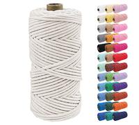 Uiopa Corde Macramé 4mm x 100m Ficelle Corde Coton Tressé Fil Macramé Naturel pour Crochet, Tentures Murales, Cintres de Plantes, Artisanat DIY Décoration