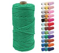 Uiopa Corde Macramé 4mm x 100m Ficelle Corde Coton Tressé Fil Macramé Naturel pour Crochet, Tentures Murales, Cintres de Plantes, Artisanat DIY Décoration