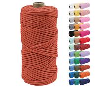 Uiopa Corde Macramé 4mm x 100m Ficelle Corde Coton Tressé Fil Macramé Naturel pour Crochet, Tentures Murales, Cintres de Plantes, Artisanat DIY Décoration