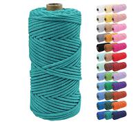 Uiopa Corde Macramé 4mm x 100m Ficelle Corde Coton Tressé Fil Macramé Naturel pour Crochet, Tentures Murales, Cintres de Plantes, Artisanat DIY Décoration