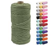 Uiopa Corde Macramé 4mm x 100m Ficelle Corde Coton Tressé Fil Macramé Naturel pour Crochet, Tentures Murales, Cintres de Plantes, Artisanat DIY Décoration