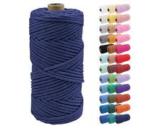 Uiopa Corde Macramé 4mm x 100m Ficelle Corde Coton Tressé Fil Macramé Naturel pour Crochet, Tentures Murales, Cintres de Plantes, Artisanat DIY Décoration