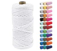 Uiopa Corde Macramé 4mm x 100m Ficelle Corde Coton Tressé Fil Macramé Naturel pour Crochet, Tentures Murales, Cintres de Plantes, Artisanat DIY Décoration