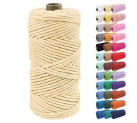 Uiopa Corde Macramé 4mm x 100m Ficelle Corde Coton Tressé Fil Macramé Naturel pour Crochet, Tentures Murales, Cintres de Plantes, Artisanat DIY Décoration