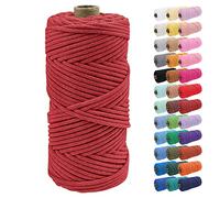 Uiopa Corde Macramé 4mm x 100m Ficelle Corde Coton Tressé Fil Macramé Naturel pour Crochet, Tentures Murales, Cintres de Plantes, Artisanat DIY Décoration