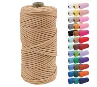 Uiopa Corde Macramé 4mm x 100m Ficelle Corde Coton Tressé Fil Macramé Naturel pour Crochet, Tentures Murales, Cintres de Plantes, Artisanat DIY Décoration