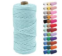Uiopa Corde Macramé 4mm x 100m Ficelle Corde Coton Tressé Fil Macramé Naturel pour Crochet, Tentures Murales, Cintres de Plantes, Artisanat DIY Décoration