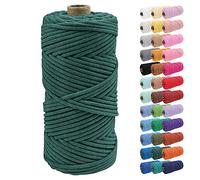 Uiopa Corde Macramé 4mm x 100m Ficelle Corde Coton Tressé Fil Macramé Naturel pour Crochet, Tentures Murales, Cintres de Plantes, Artisanat DIY Décoration