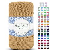 Uiopa Corde Macramé 4mm x 200m Fil Macrame Coton Naturelle 4 Brins Ficelle Macramé Corde, Cordelette 4mm pour Tressée DIY, Plante Suspendue, Rideau, Décorations Murale Boheme (Café)