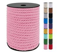 Uiopa Corde Macramé 8mm x 40m, Fil Macramé Cordon Coton Naturelle, 3 Fils Ficelle Macramé pour Bricolage, Porte Plante Mural, Artisanat, Boho Decoration (Rose)