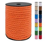 Uiopa Corde Macramé 8mm x 40m, Fil Macramé Cordon Coton Naturelle, 3 Fils Ficelle Macramé pour Bricolage, Porte Plante Mural, Artisanat, Boho Decoration (Orange)