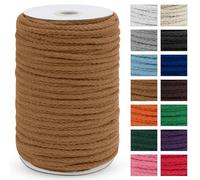 Uiopa Cordon en coton tressé épais pour macramé - 5 mm x 90 m - 8 brins - Pour suspension de plantes, suspension murale, attrape-rêves, jardin, projets de bricolage - Kaki
