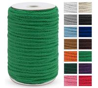 Uiopa Cordon pour macramé - 5 mm x 90 m - Corde épaisse en coton tressé à 8 brins - Pour suspension de plantes, suspension murale, attrape-rêves, jardin, projets de bricolage - Vert gazon
