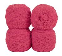 Uiopa Fil Crochet 4 x 100g, Fil de Laine à Tricoter à La Main, Pelote de Crochet Laine Douce et Moelleux pour Couvertures, Foulards, Chapeaux, Projets de Bricolage (Rose Rouge)