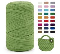 Uiopa Fil Crochet, 400g/120m Fil Polyester en Tissu Chunky Yarn, Fil de T-Shirt pour Crocheter des Sacs/Paniers/Tapis, Décoration d'Intérieur, Bricolage, Artisanat