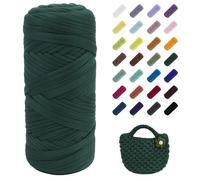Uiopa Fil Crochet pour Sac, 200g/60m Fil Polyester Chunky Tshirt Yarn, Laine Tshirt Crochet Trapilho pour Sacs, Paniers, Tapis, Bricolage, Artisanat (Olive Verte)