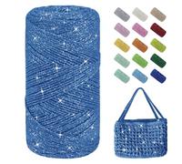 Uiopa Fil Macramé 1,5mm x 280m Fil Crochet Brillant pour Sac, Coton à Crocheter Corde Macramé pour Paniers, Décoration, Bricolage, Artisanat (Bleu Paon)