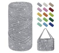 Uiopa Fil Macramé 1,5mm x 280m Fil Crochet Brillant pour Sac, Coton à Crocheter Corde Macramé pour Paniers, Décoration, Bricolage, Artisanat (Gris Moyen)